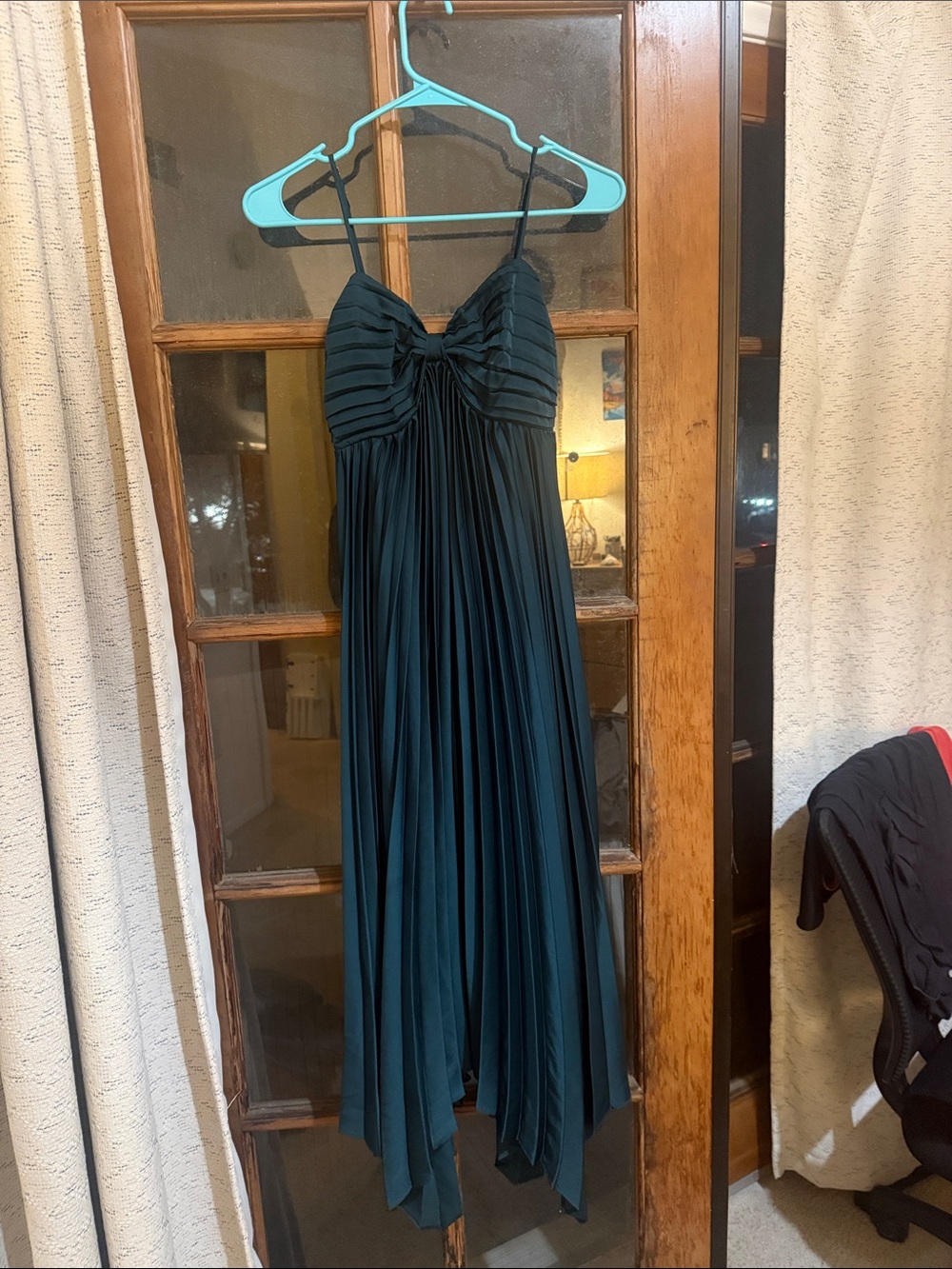 Petal & Pup Dark Teal Pleated Midi Dress